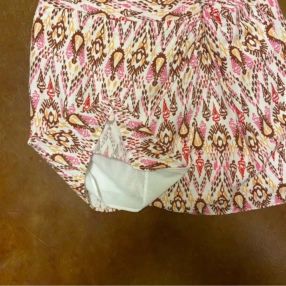 LOFT Ikat Linen Blend Twist Sarong Mini Skirt Size 8 Aztec Lined Casual Summer - Picture 11 of 13